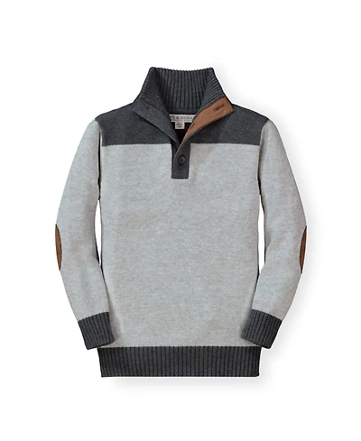 Hope & Henry Baby Boys Long Sleeve Mock Neck Herringbone Cable Sweater