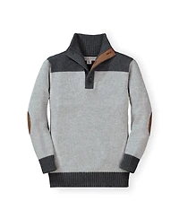 Hope & Henry Baby Boys Long Sleeve Mock Neck Herringbone Cable Sweater