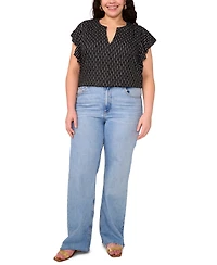 Vince Camuto Plus Split-Neck Ruffle-Sleeve Blouse