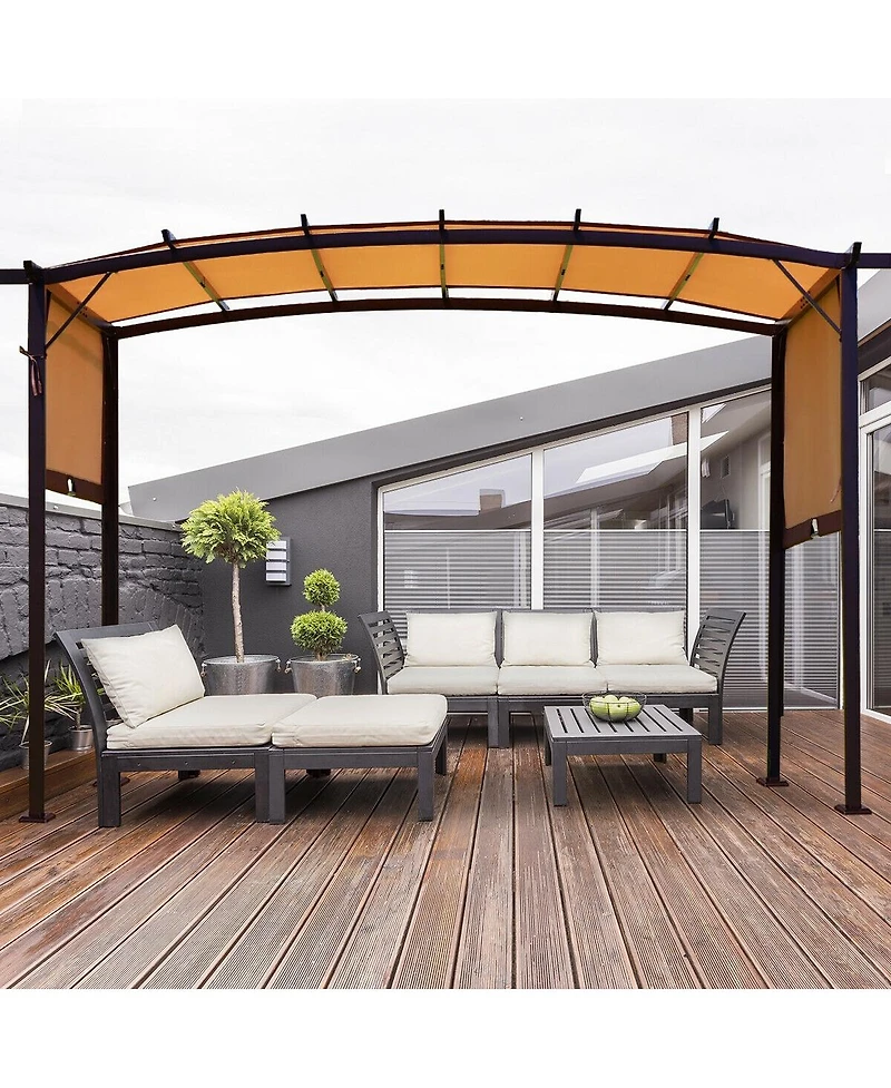 Outdoor Pergola Gazebo with Retractable Canopy Shades