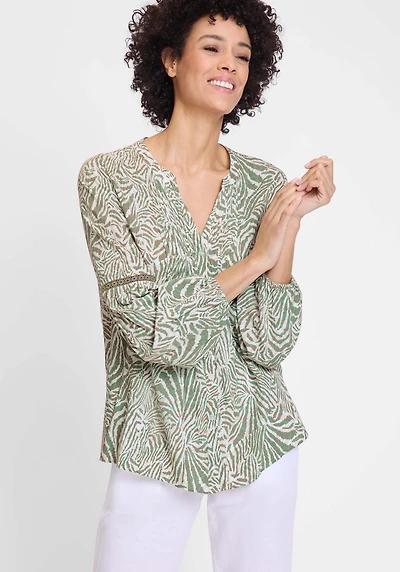 Olsen Women's Neo Animal Print Tunic Blouse
