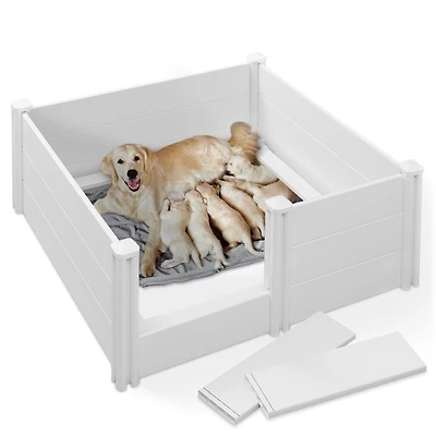 48" x 48" x 18" Whelping Box for Dogs and Puppies, Birthing Pen with Rails