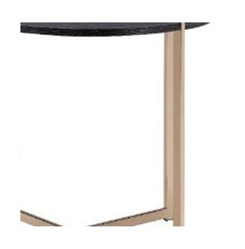 Contemporary Round Side Table – Manufactured Wood with Metal Accents
