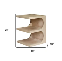 24-Inch Solid Wood Accent Table – Natural Finish with Open Shelf Storage