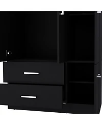 Sebree Armoire Wardrove 71", 4 Doors, Hanging Rod, 3 Cabinets, 6 Shelves, White