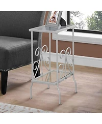 Contemporary Glass and Metal Square End Table with Lower Shelf