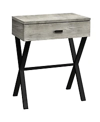 Mixed Material End Table with Drawer – Wood Top & Metal Base