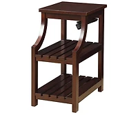 Modern Wooden End Table with Usb Ports and Storage Compartment