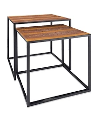 Contemporary Resin End Table – Versatile and Functional Design-Set of Two