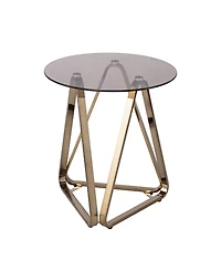 Round Glass and Iron End Table for Modern Home or Office Decor