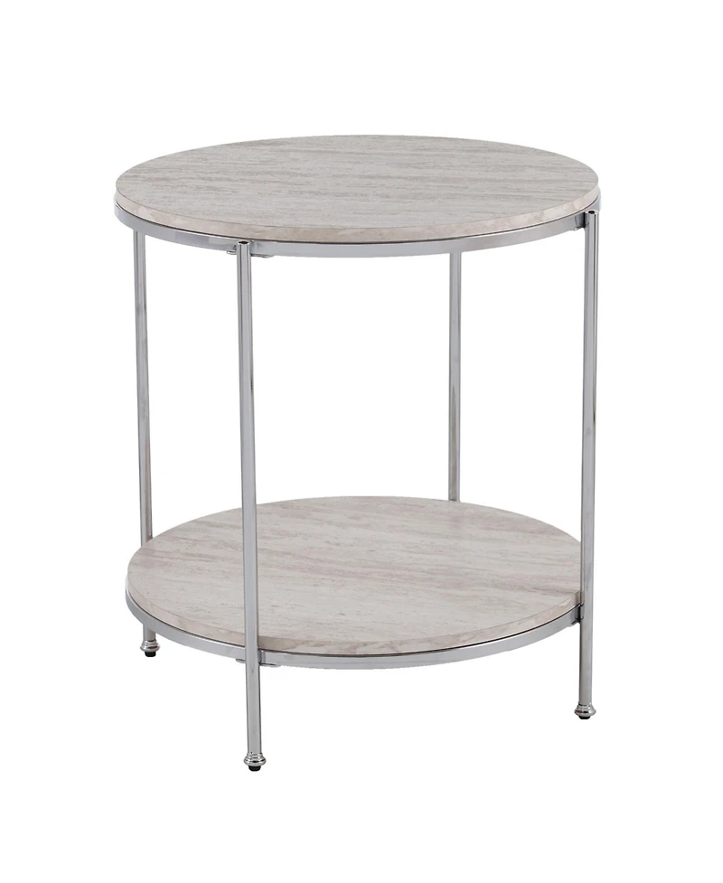 Wood and Iron Rectangular End Table with Shelf for Living Room or Bedroom