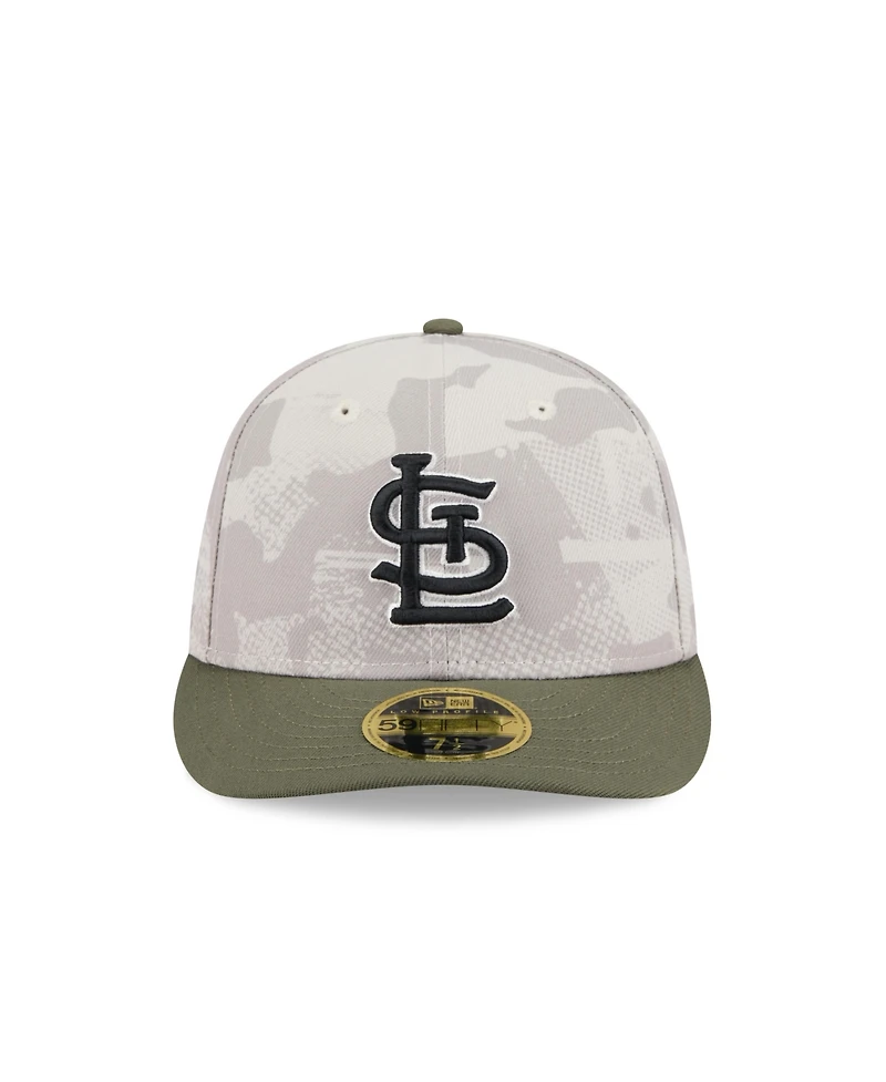 New Era Men's Light Beige/Olive St. Louis Cardinals 2025 Armed Forces Day Low Profile 59FIFTY Fitted Hat