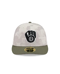 New Era Men's Light Beige/Olive Milwaukee Brewers 2025 Armed Forces Day Low Profile 59FIFTY Fitted Hat
