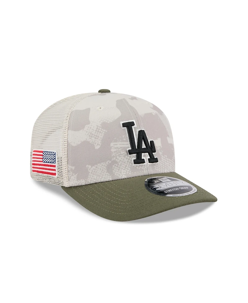 New Era Men's Light Beige/Olive Los Angeles Dodgers 2025 Armed Forces Day 9SEVENTY Adjustable Hat