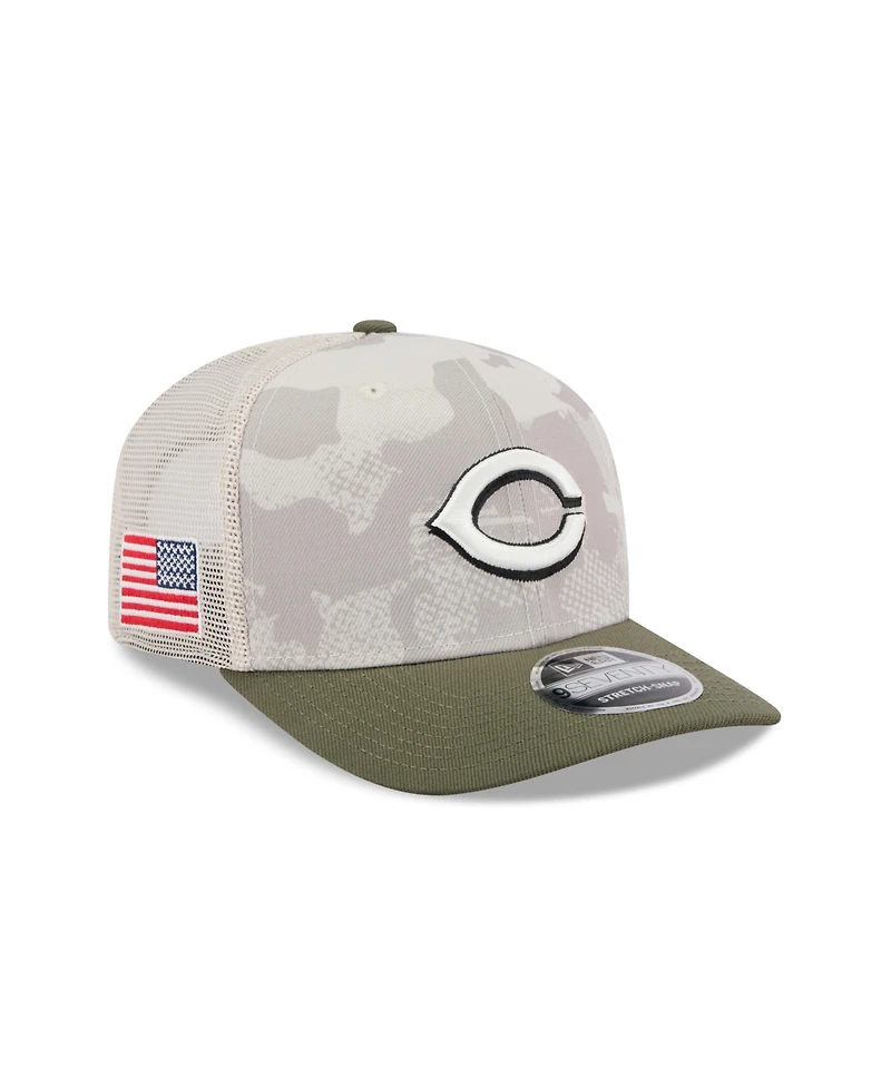 New Era Men's Light Beige/Olive Cincinnati Reds 2025 Armed Forces Day 9SEVENTY Adjustable Hat