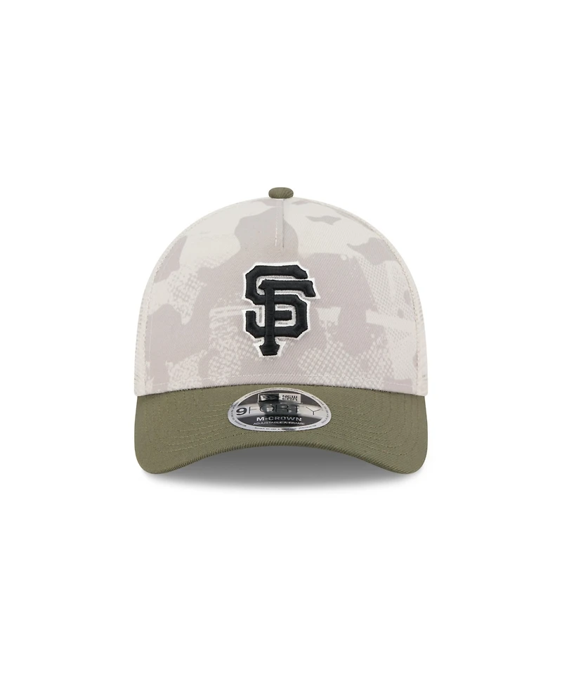 New Era Men's Light Beige/Olive San Francisco Giants 2025 Armed Forces Day 9FORTY M-Crown A-Frame Adjustable Hat