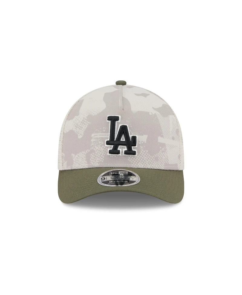 New Era Men's Light Beige/Olive Los Angeles Dodgers 2025 Armed Forces Day 9FORTY M-Crown A-Frame Adjustable Hat