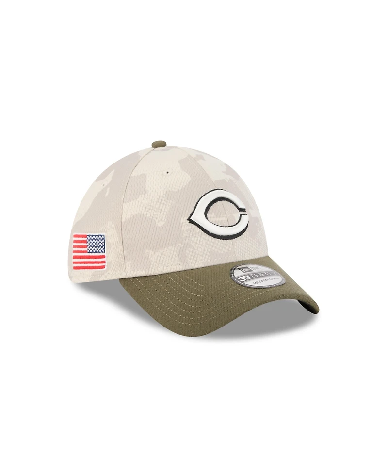 New Era Men's Light Beige/Olive Cincinnati Reds 2025 Armed Forces Day 39THIRTY Flex Hat