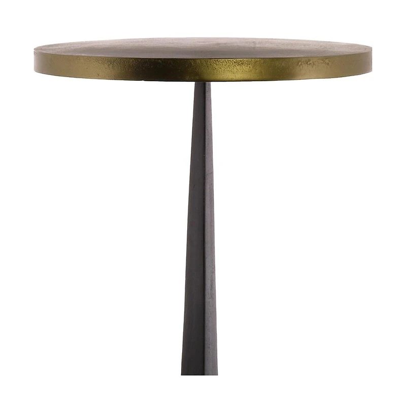 Distressed Iron Round End Table for Rustic Living Room or Bedroom Decor