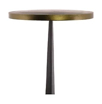 Distressed Iron Round End Table for Rustic Living Room or Bedroom Decor