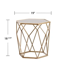 Reflective Glass Hexagon Mirrored End Table for Modern Home Decor