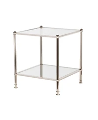 Glass and Iron Square Mirrored End Table for Living Room or Bedroom