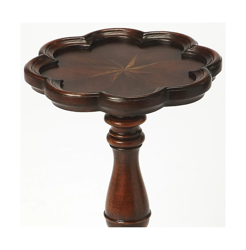 Wood End Table with Floral Top for Living Room or Bedroom