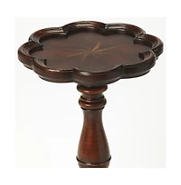 Wood End Table with Floral Top for Living Room or Bedroom