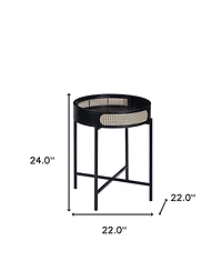 24" Black Melamine Veneer And Manufactured Wood Round End Table