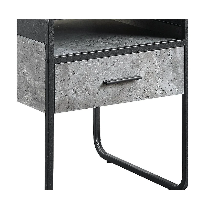 Square Wood and Metal End Table with Storage Drawer and Shelf