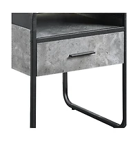 Square Wood and Metal End Table with Storage Drawer and Shelf