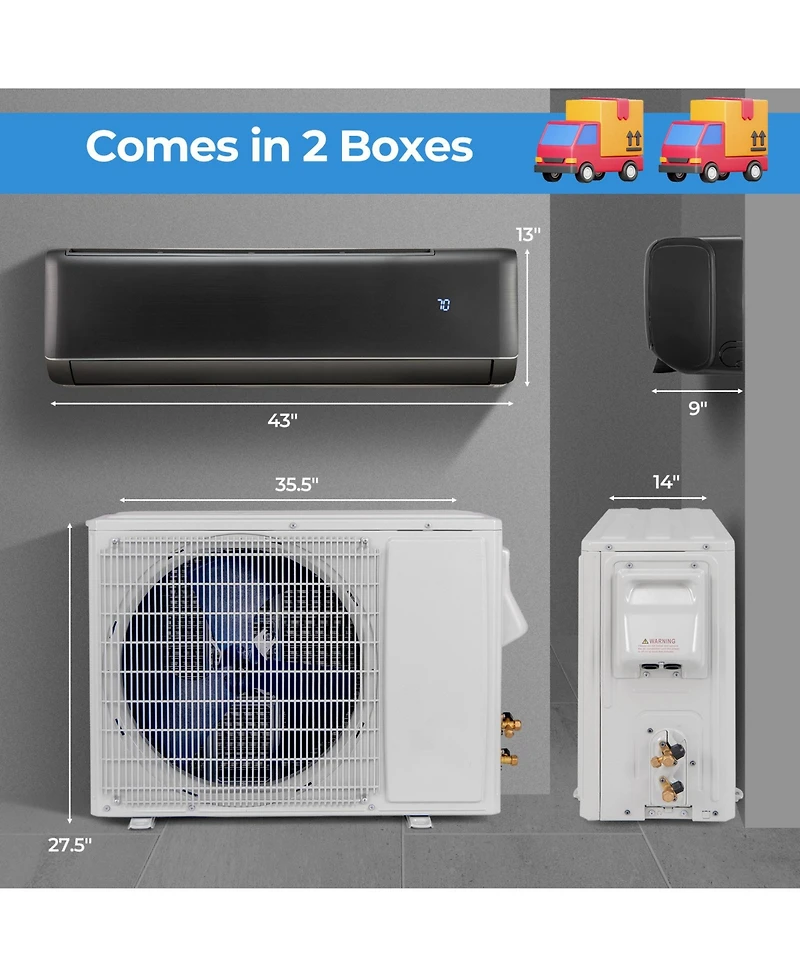 Energy Star Certified 24000 Btu 21 SEER2 208-230V Mini Split Air Conditioner and Heater Gray Wifi Enabled