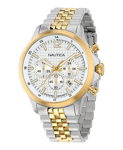 Nautica Men's Chronograph or Date Two-Tone Stainless-Steel Watch, 45mm