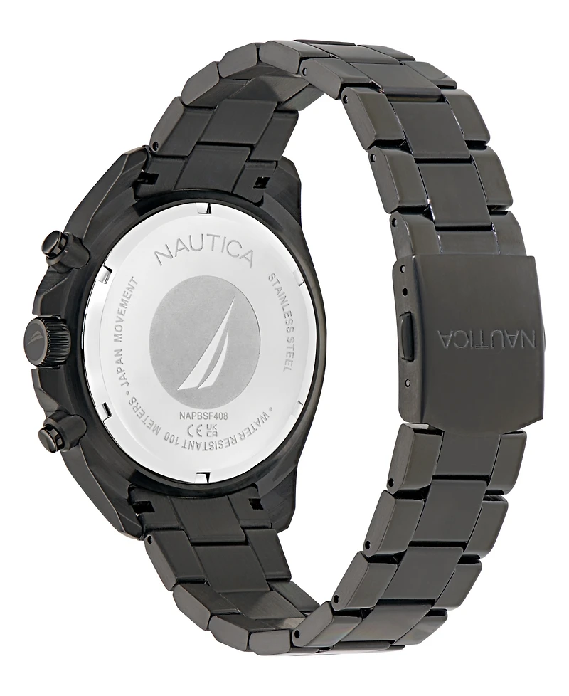 Nautica Men's Chronograph Black Stainless-Steel Watch, 46mm