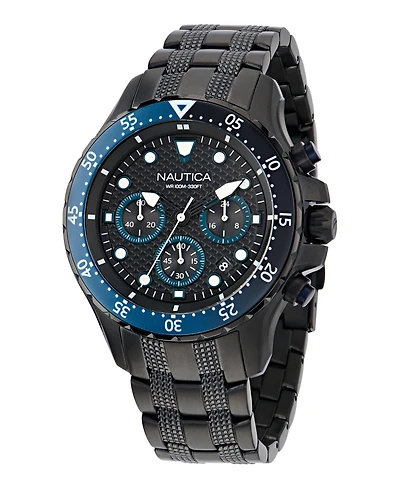 Nautica Men's Chronograph Black Stainless-Steel Watch, 44mm