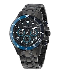 Nautica Men's Chronograph Black Stainless-Steel Watch, 44mm
