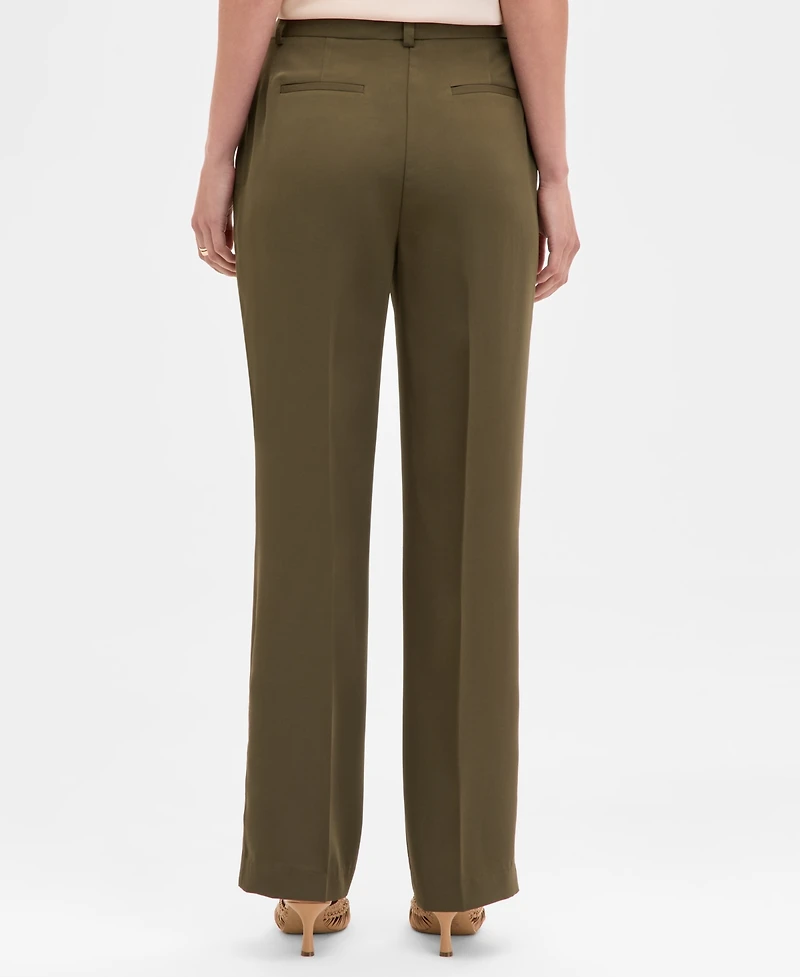 Tahari Asl Women's Brushed Woven Mid-Rise Flared Pants