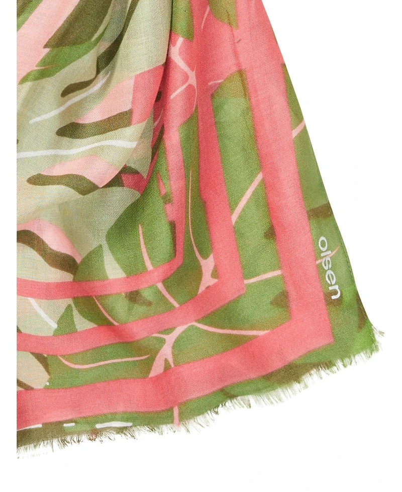 Olsen Jungle leaf print scarf