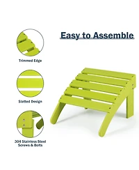 Aoodor Outdoor Adirondack Ottoman, Hdpe Adirondack Chair Ottoman, Outdoor Patio Weather Resistant for Patio, Porch, Backyard, Garden, Lawn, Deck