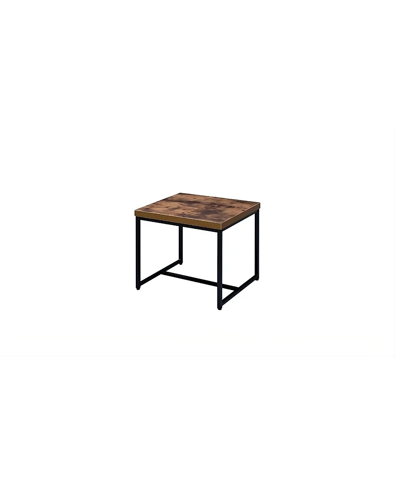 Industrial End Table with Metal Frame and Manufactured Wood Top
