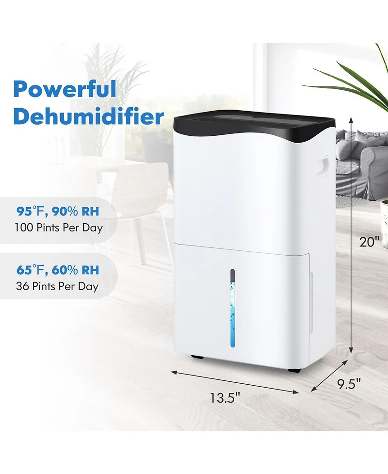 100-Pint Dehumidifier with Smart App and Alexa Control for Home and Basements