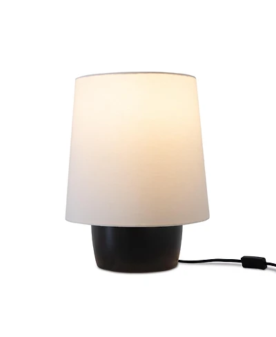 Dan Led Classic Table Lamp with Cream Tapered Drum Shade and Heavy Ceramic Base, Bulb Included (14")