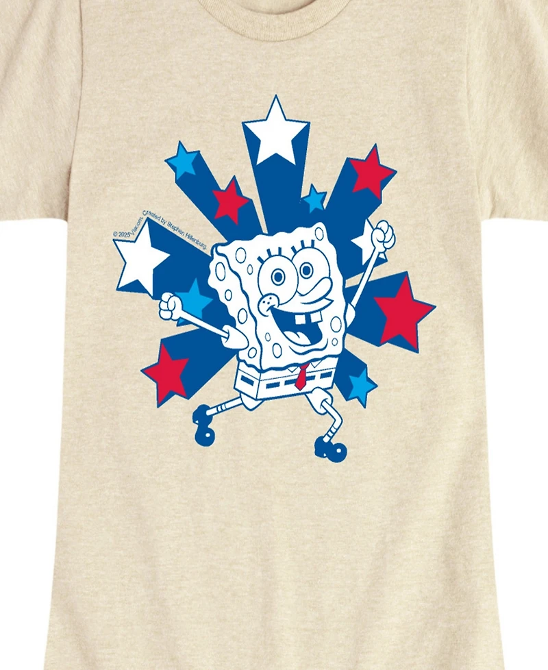Hybrid Apparel Big Girls Sponge Bob Square Pants Americana Stars Graphic T-Shirt