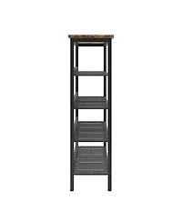 Mdf Industrial Shoe Rack, Adjustable Rustic Style 5-Tier Shoe Rack Storage Rack With 4 Grid Shelves