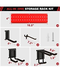 Hausource 48in Garden Tool Organizer Garage Storage Rack, Red