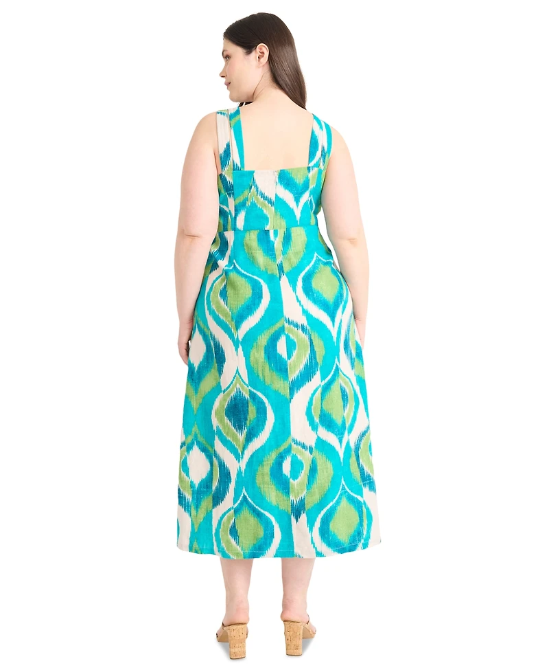 Maggy London Plus Printed Double-Strap Midi Dress