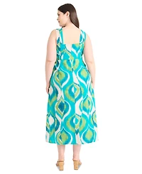 Maggy London Plus Printed Double-Strap Midi Dress