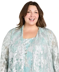 R & M Richards Plus 3-Pc. Embellished Jacket, Necklace Top Pant Set