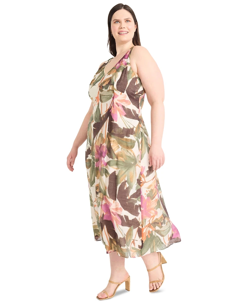 Maggy London Plus Printed Sleeveless Midi Dress