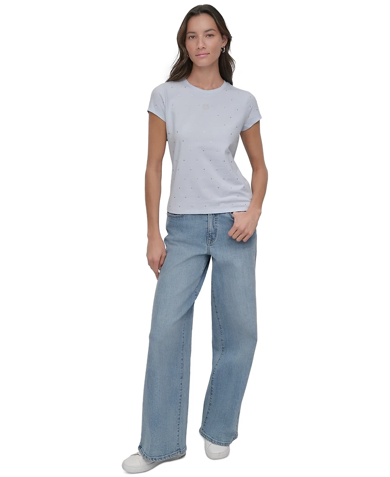 Dkny Jeans Women's Rhinestones Crewneck T-Shirt